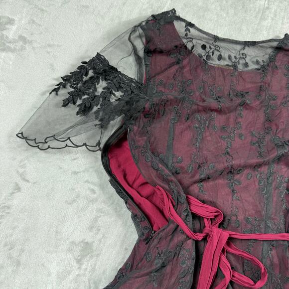 Belle Poque Victorian Ruffled Maxi Dress Medium Lace Mesh - Picture 13 of 13